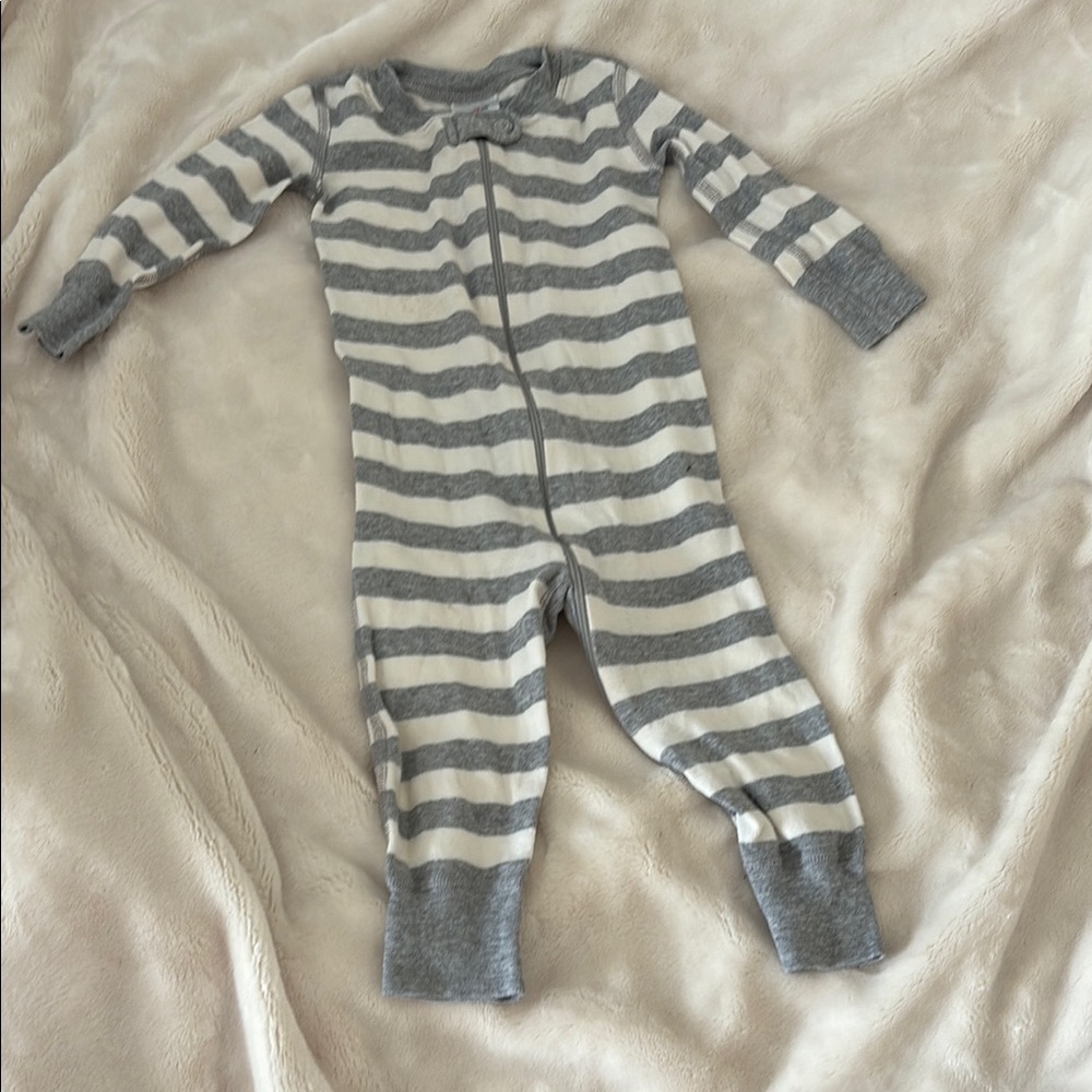 Hanna Anderson - Gray and White Striped Kids One Piece